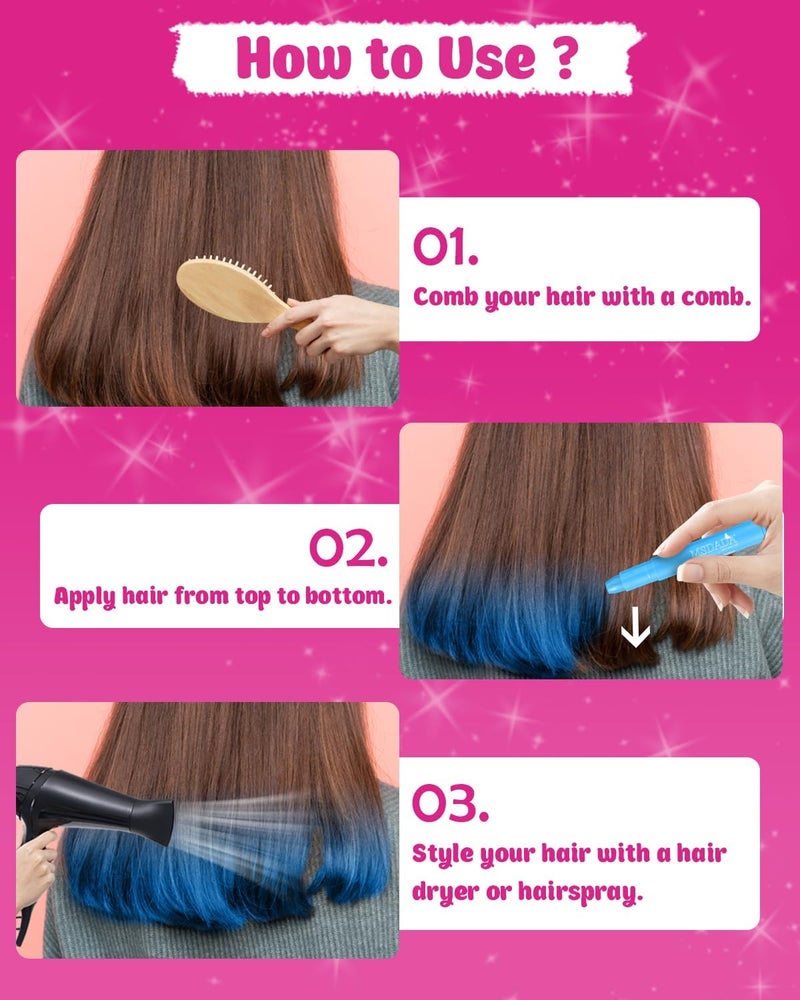 MSDADA Hair Chalk for Girls Kids-14 Temporary Colors Hair Color Dye Washable Makeup Kit DIY Birthday Cosplay Halloween Gifts for Girls Party Supplies Aged 3 4 5 6 7 8 9 10-12 - Image 5